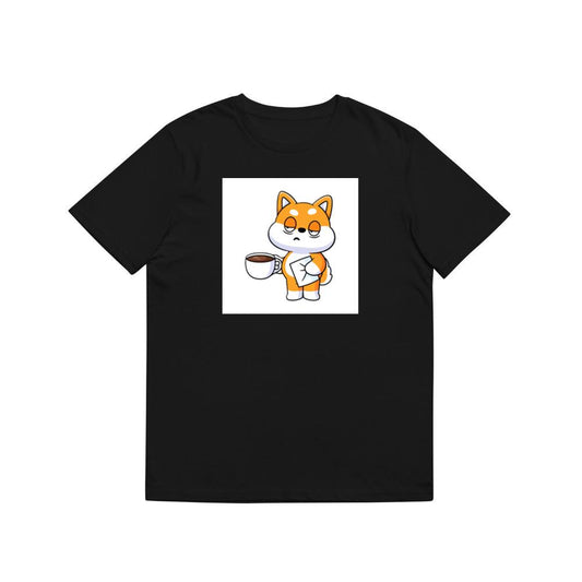 Cartoon Shiba with Coffee and Letter T-Shirts