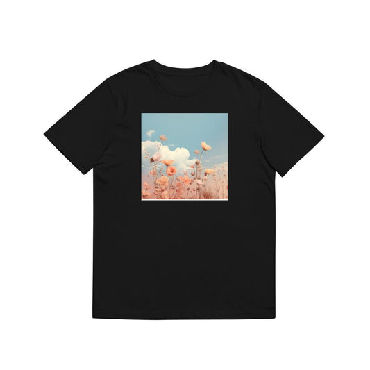 Delicate Flowers Reach Towards a Soft, Cloud-Scattered Sky T-Shirts