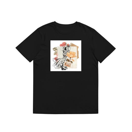 Woman in Dress, Rose, and Raspberry Collage T-Shirts