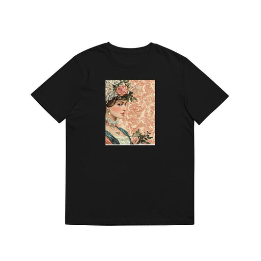 Woman with Floral Hat and Lace T-Shirts